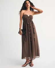Bra-Free Strapless Hardware Maxi Dress