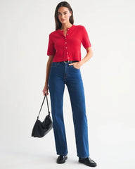 Merino Wool-Blend Short-Sleeve Cardigan