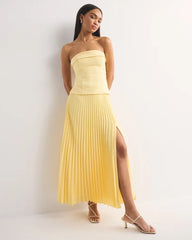 High Rise Pleated Maxi Set Skirt