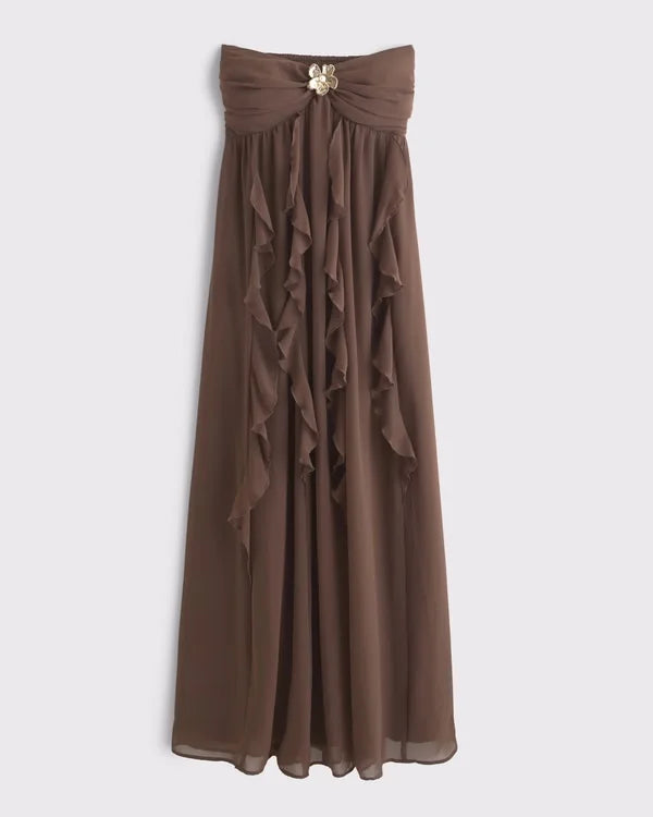 Bra-Free Strapless Hardware Maxi Dress