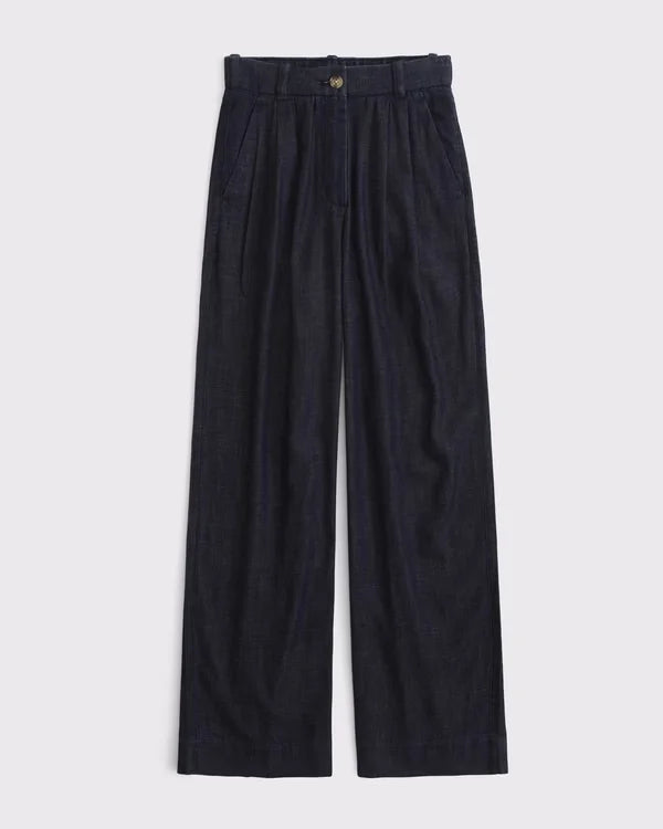 A&F Sloane Chambray Tailored Wide Leg Pant