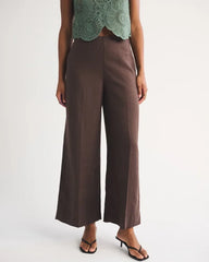 100% Linen Curve Love High Rise Cropped Wide Leg Pant