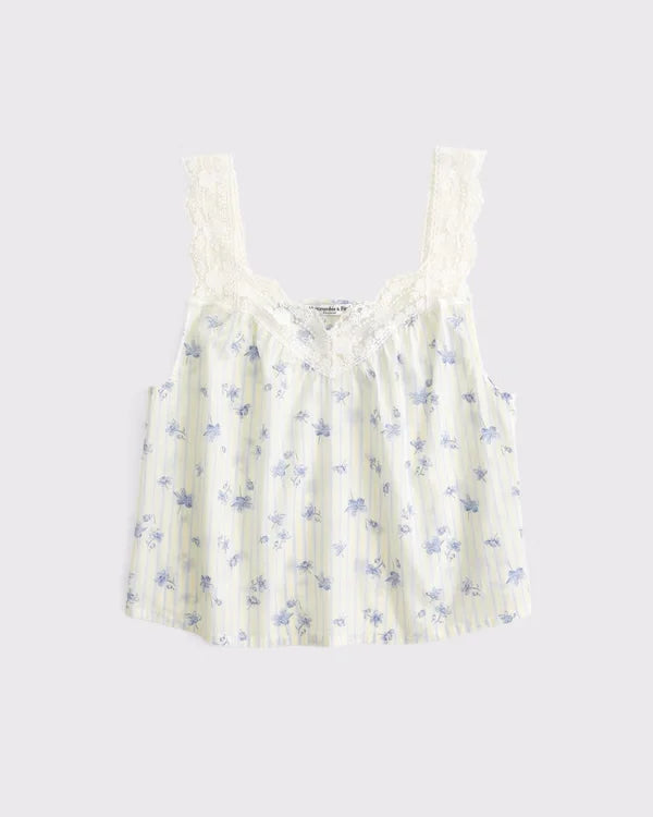 100% Cotton Lace-Trim Sleep Cami