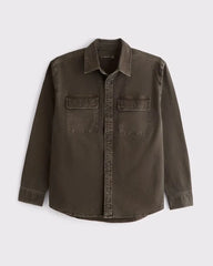 Long-Sleeve Canvas Button-Up Shirt