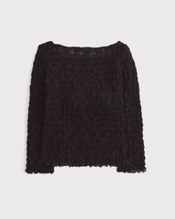 Bra-Free 3/4 Sleeve Smocked Lace Top