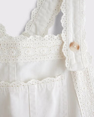 100% Cotton Embroidered Trim Overall Jumpsuit