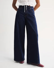Curve Love Linen-Blend High Rise Ultra Wide Leg Jean