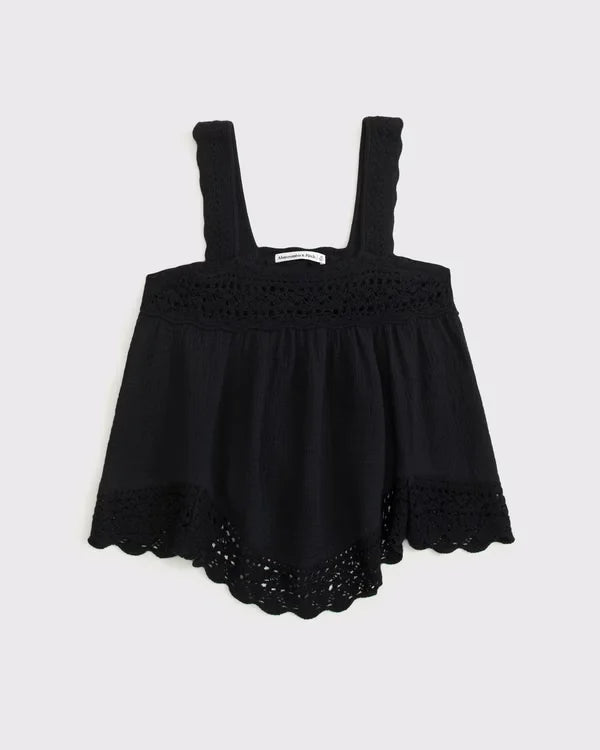 100% Cotton Squareneck Crochet Tank