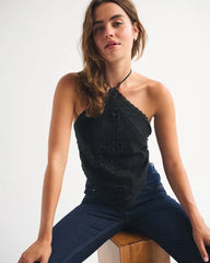 Linen-Blend Bandana Top