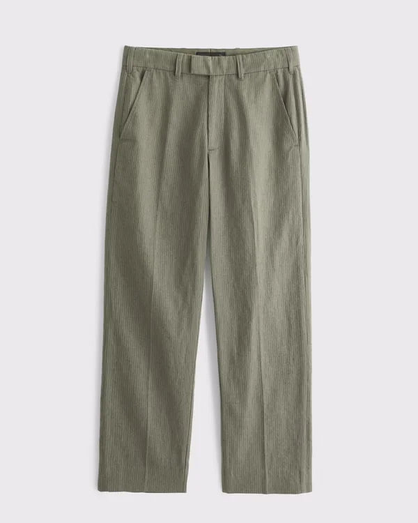 The A&F Collins Relaxed Straight Linen-Blend Suit Pant