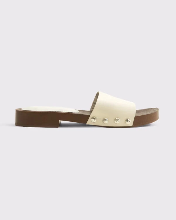 Vegan Leather Wood Heel Sandals